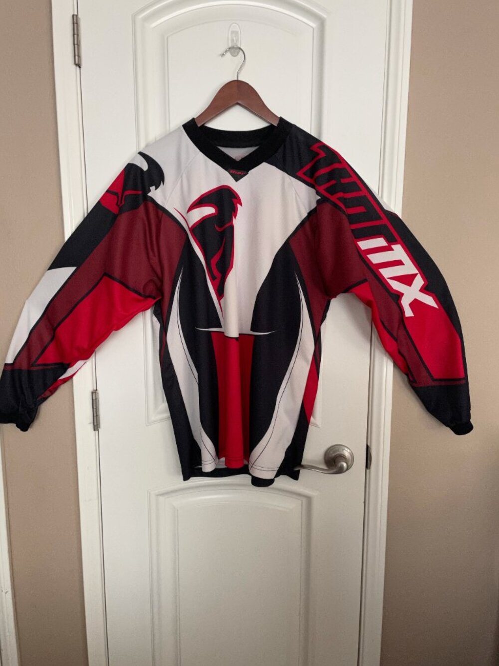 Thor Vintage Red & Black Motocross Race Style Jersey Size Small Men’s - Picture 2 of 8